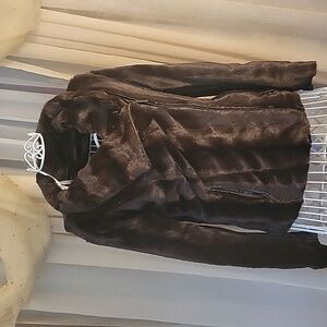 NWOT, dENNIS by dENNIS bASSO chocolate faux fur moto jacket, XXS